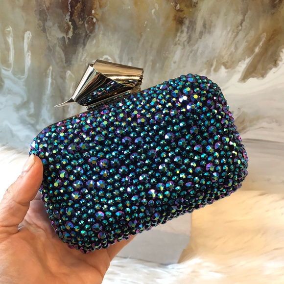 Jimmy Choo Madeline Blue Crystal Cloud Clutch - Picture 7 of 8